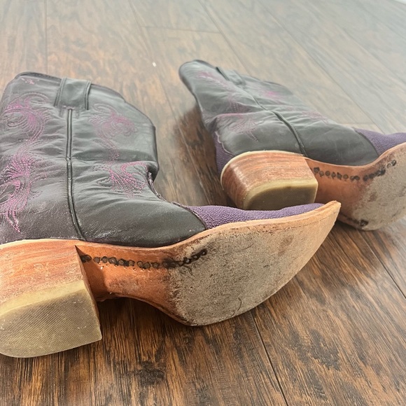 Purple stingray leather western embroidered cowboy boots women’s size 5.5 - Picture 5 of 10